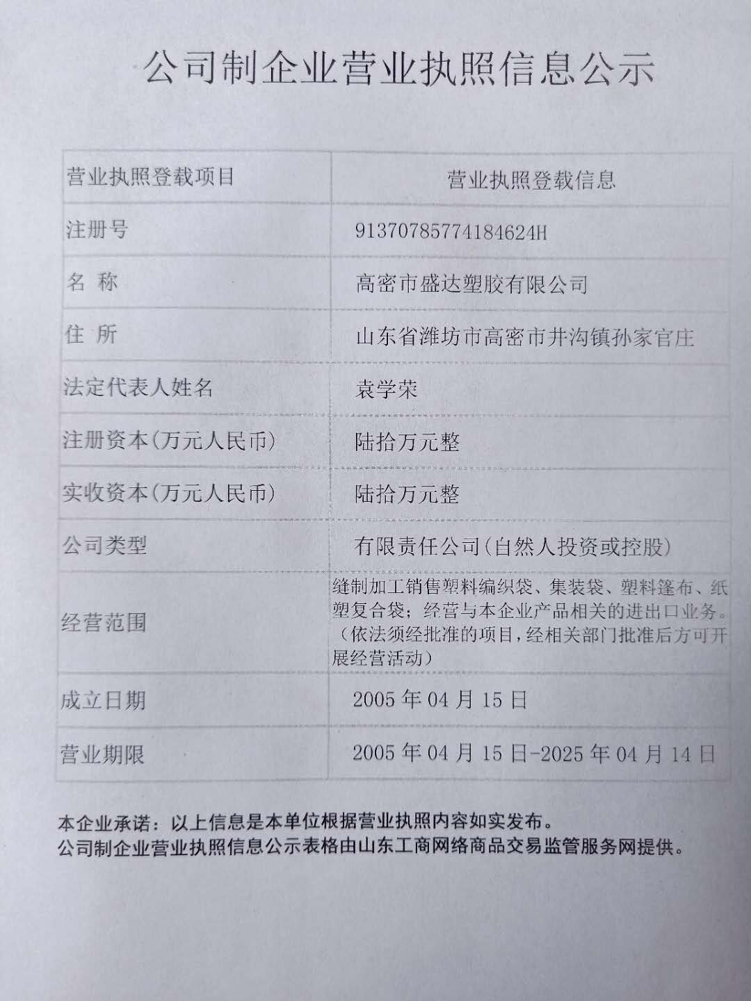 FIBC 10 - 高密市盛达塑胶有限公司GAOMI SHENGDA PLASTIC CO.,LTD